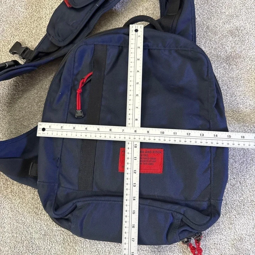 Vintage 90s Abercrombie & Fitch Navy Blue Sling Bag Crossbody Travel Pack